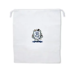 Monogram Linen Laundry Bag with Embroidered Bespoke Art