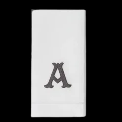 Monogram Nouveau Hand Towel in Gray on White