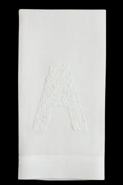 Monogram Twig Hand Towel in White