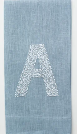 Monogram Twig Hand Towel in Sky Blue