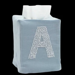 Monogram Twig Tissue Box in Sky Blue