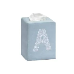 Monogram Twig Tissue Box in Sky Blue
