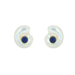 Monomoy Shell Stud in Lapis