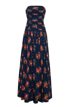 Montreal Maxi Dress in Gemma Scarf Navy
