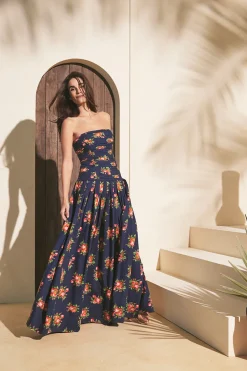 Montreal Maxi Dress in Gemma Scarf Navy