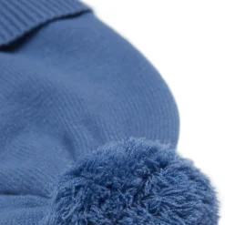 Mountain Blue Knit Winter Hat with Knit Pom