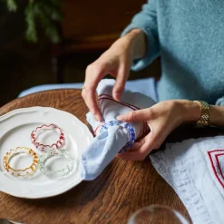 Multicolor Squiggle Glass Napkin Rings, Set of 4