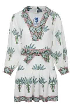 Mykonos Mini Dress in Blue Palm