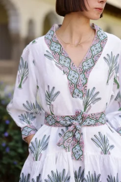 Mykonos Mini Dress in Blue Palm