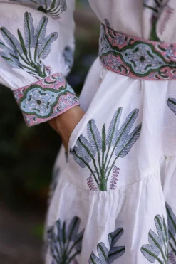 Mykonos Mini Dress in Blue Palm