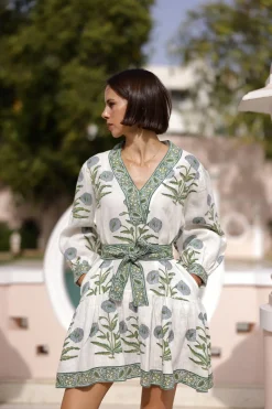 Mykonos Mini Dress in Blue Flower