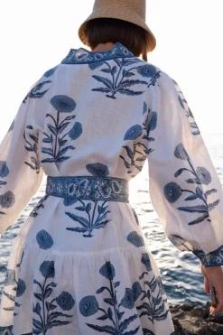 Mykonos Mini Dress in Indigo Flower