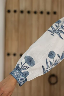 Mykonos Mini Dress in Indigo Flower