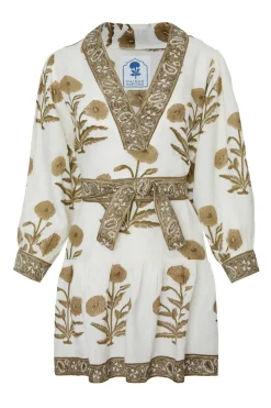 Mykonos Mini Dress in Khaki Flower