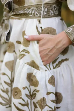 Mykonos Mini Dress in Khaki Flower