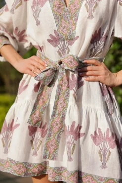 Mykonos Mini Dress in Pink Palm