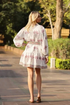 Mykonos Mini Dress in Pink Palm