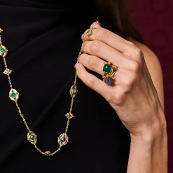 Mystic Eye Double-Sided Necklace in Blue Labradorite & Green Onyx