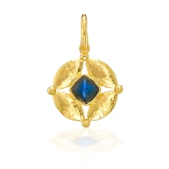 Mystic Eye Double-Sided Pendant in Blue Labradorite & Green Onyx