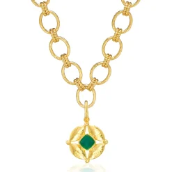 Mystic Eye Double-Sided Pendant in Blue Labradorite & Green Onyx