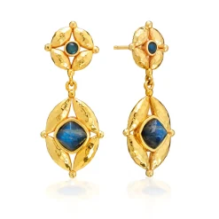 Mystic Eye Post Drop Earrings in Blue Labradorite