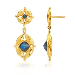 Mystic Eye Post Drop Earrings in Blue Labradorite