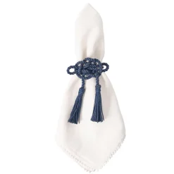 Mystic Knot Napkin Ring in Navy, Set of 4