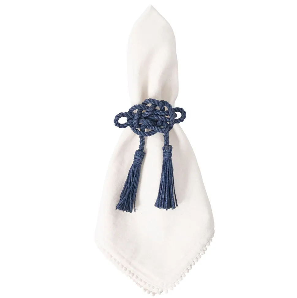 Mystic Knot Napkin Ring in Navy, Set of 4