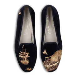 Nantucket Navy Velvet Slipper