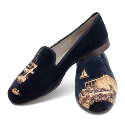Nantucket Navy Velvet Slipper