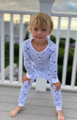 Nantucket Two Piece Kids Pajamas in Nantucket Nantucket Sky Blue