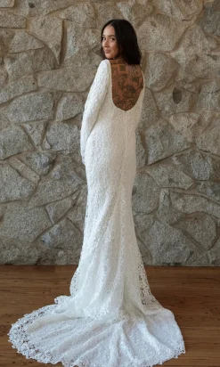 Nash Crochet Lace Boat Neck Wedding Gown