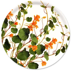 Nasturtiums Large Round Birchwood Tray