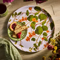 Nasturtiums Large Round Birchwood Tray