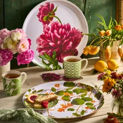 Nasturtiums Large Round Birchwood Tray