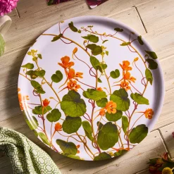 Nasturtiums Large Round Birchwood Tray