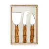 Natural Bamboo Handle Cheese Knives in Gift Box, Set of 3
