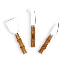 Natural Bamboo Handle Cheese Knives in Gift Box, Set of 3