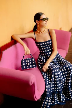 Navy Blue Checkmate Dress