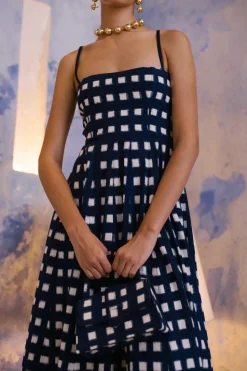 Navy Blue Checkmate Dress