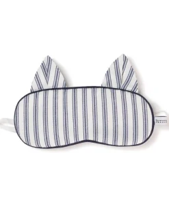 Navy French Ticking Kitty Eye Mask