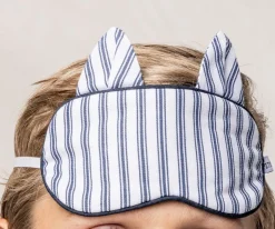 Navy French Ticking Kitty Eye Mask