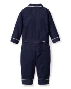 Navy Romper with White Piping