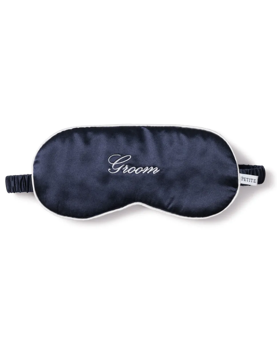 Navy Silk Groom Sleep Mask