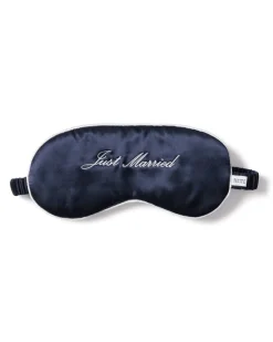 Navy Silk 'Just Married' Sleep Mask
