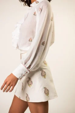 Naz Blouse in White & Pink