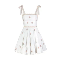 Naz Mini Dress in White & Pink