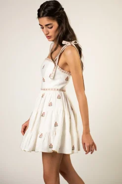 Naz Mini Dress in White & Pink