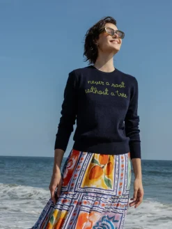 Never A Root Crewneck in Navy