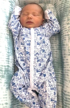 New York City Zip Baby Onesie in New York City NYC Blue